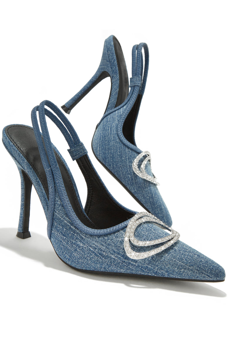 Valeria Slingback High Heel Pumps - Denim