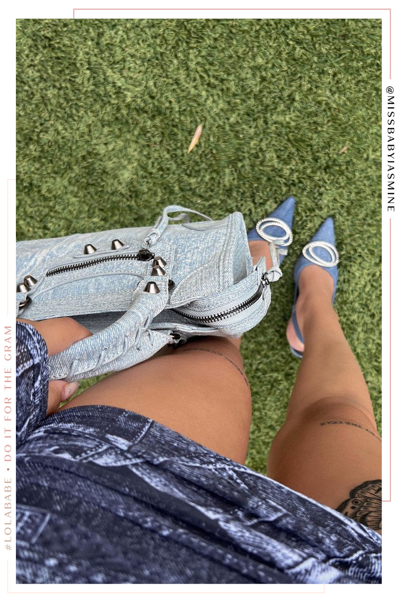 Valeria Slingback High Heel Pumps - Denim