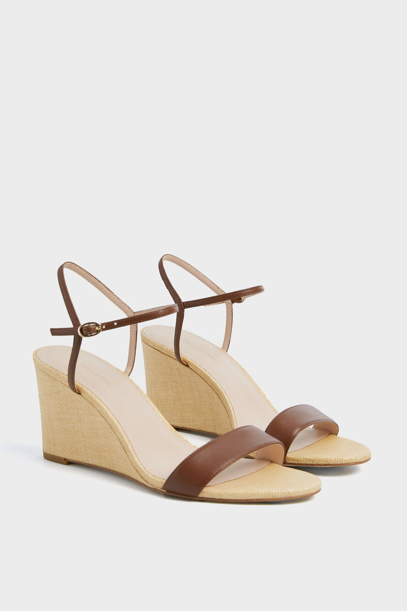 Brown Leather Delphine Wedges