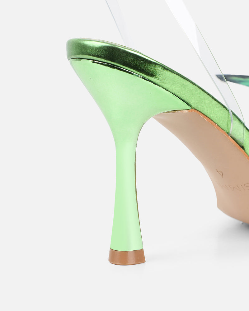 Fenelly Green Metallic Butterfly Detail Heeled Sandals
