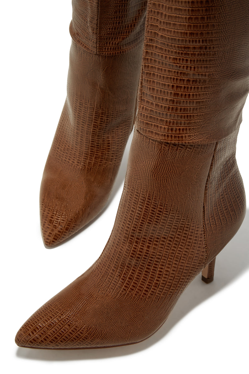 Sarai Knee High Heel Boots - Brown