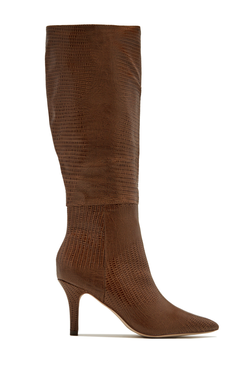 Sarai Knee High Heel Boots - Brown