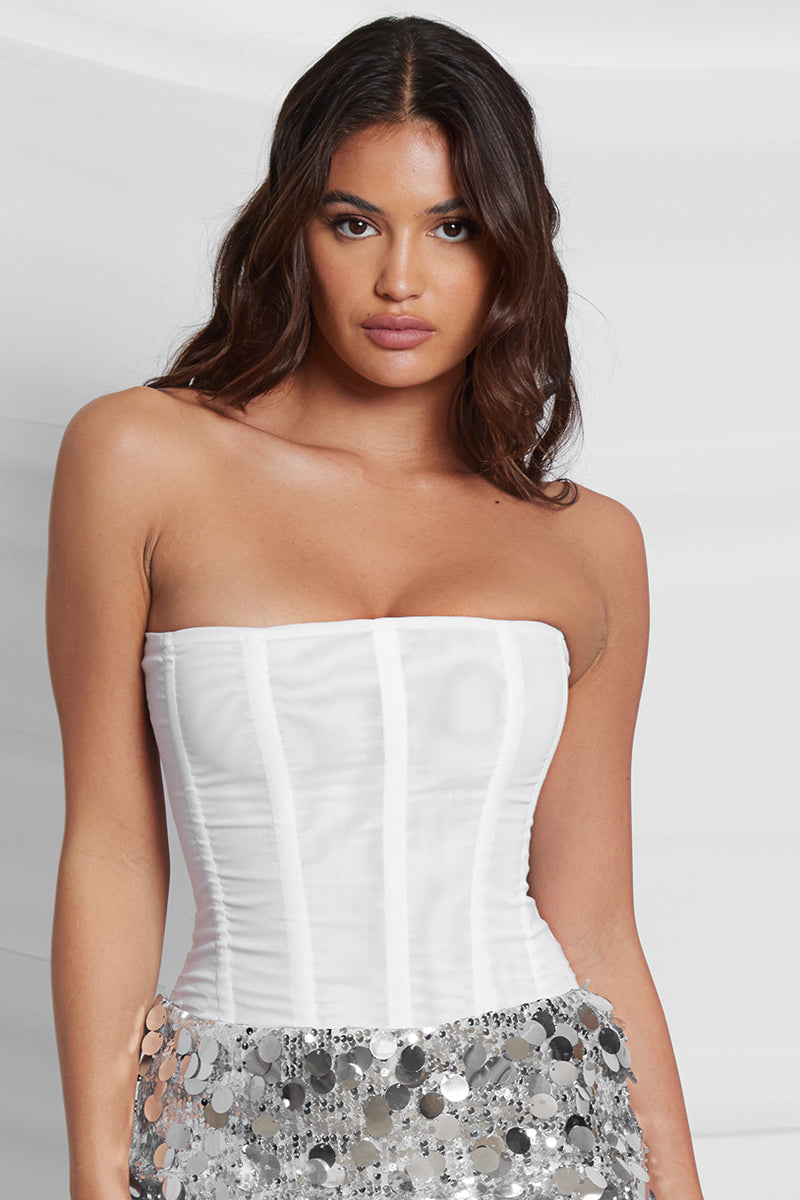 Muse Mesh Corset Top - White