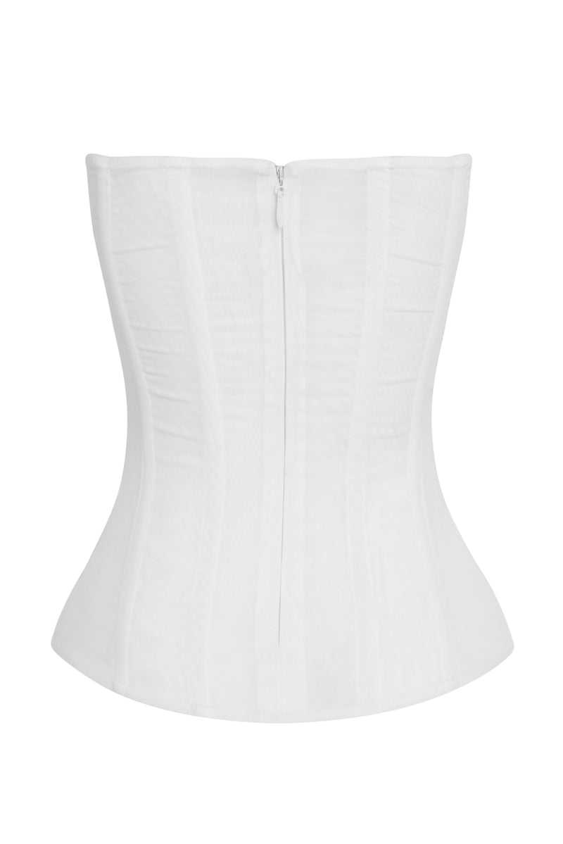Muse Mesh Corset Top - White