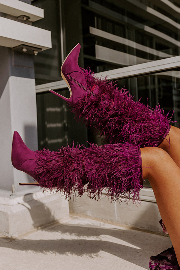The Leonie Feather Knee High Boot In Orchid