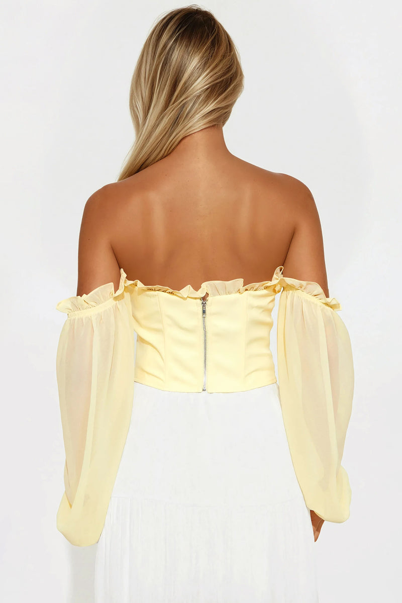 Have It All Off Shoulder Corset Top - Yellow