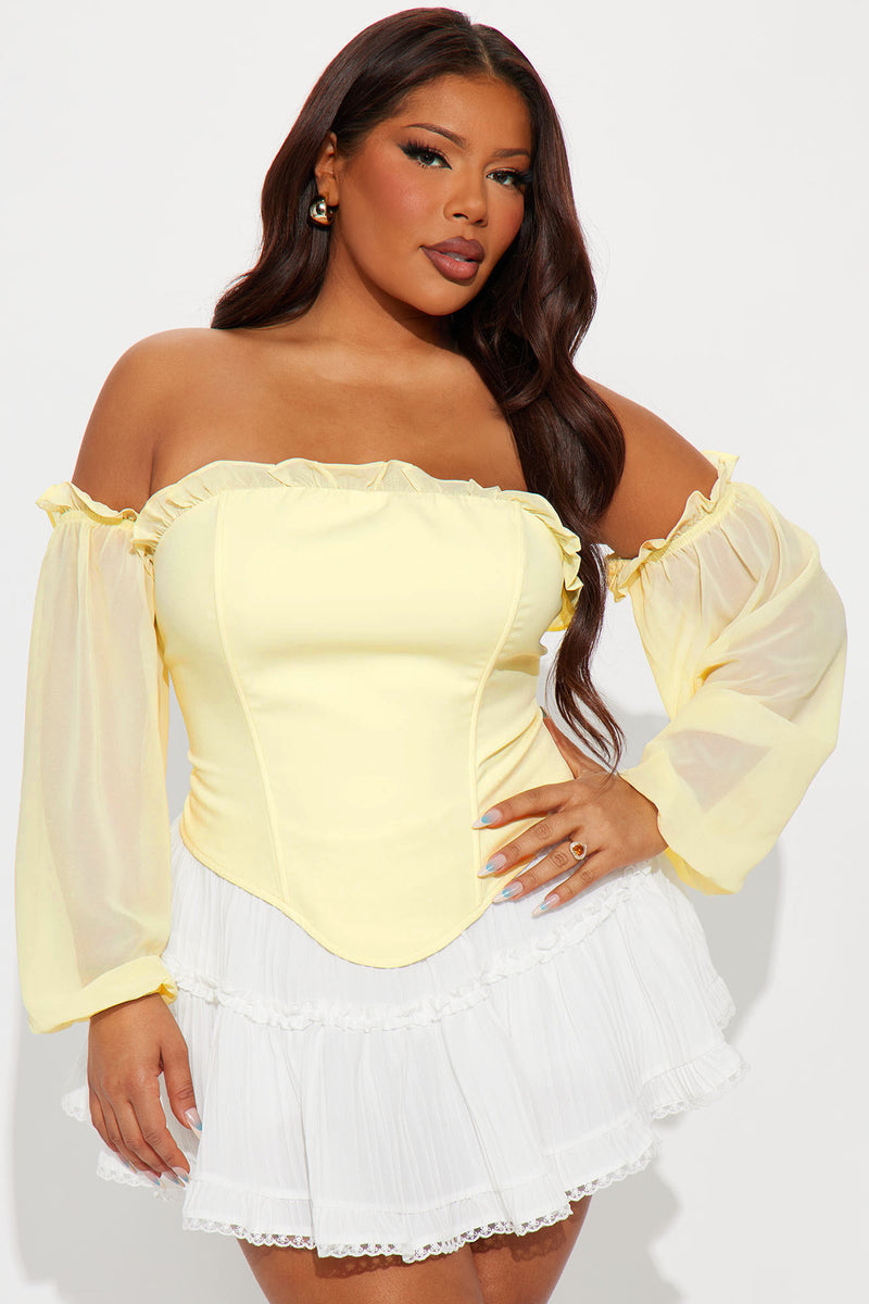 Have It All Off Shoulder Corset Top - Yellow