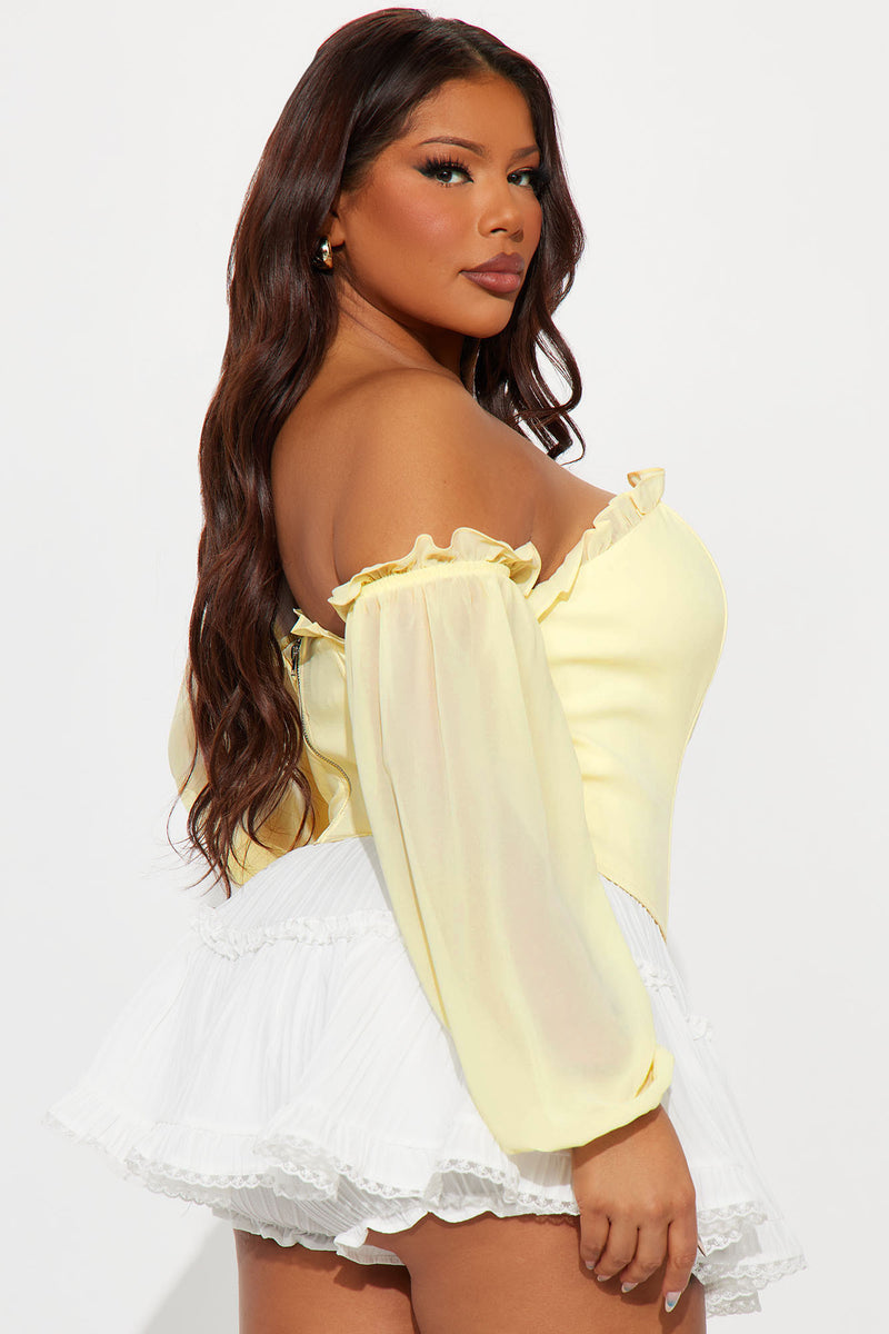 Have It All Off Shoulder Corset Top - Yellow