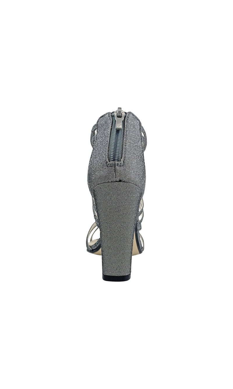 Rhyan Pewter Silver Sandal with a High Block Heel 4426