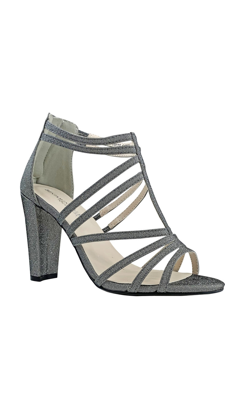 Rhyan Pewter Silver Sandal with a High Block Heel 4426
