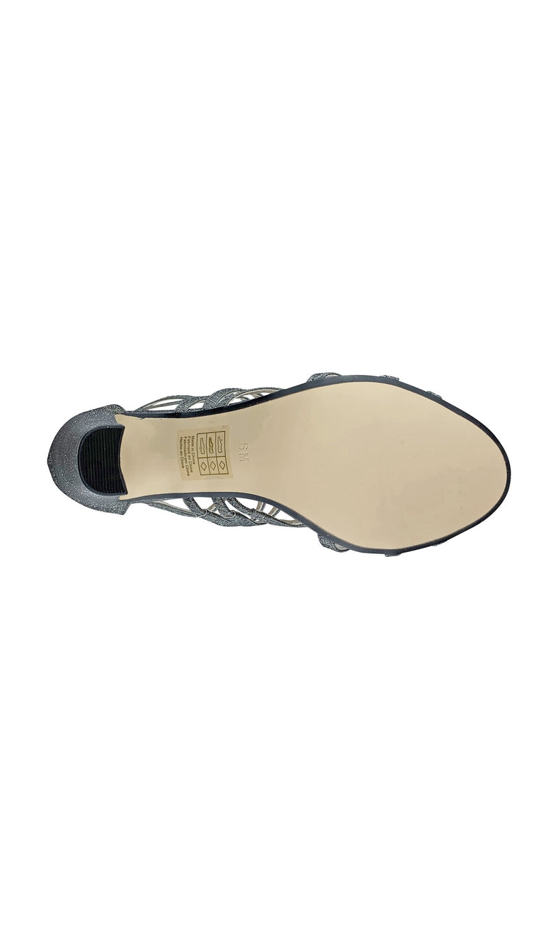 Rhyan Pewter Silver Sandal with a High Block Heel 4426