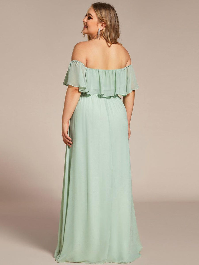 ever ÉMILE|Plus Size Off the Shoulder Formal Bridesmaid Dress with Thigh Split