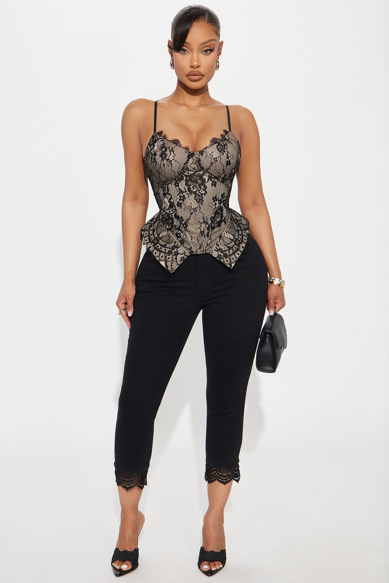 Bella Lace Corset Top - Black
