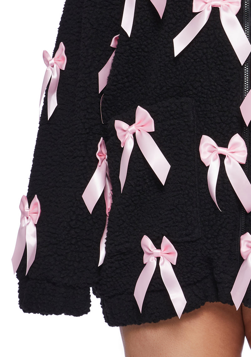 Plus Size Pinky Promise Sherpa Jacket - Black