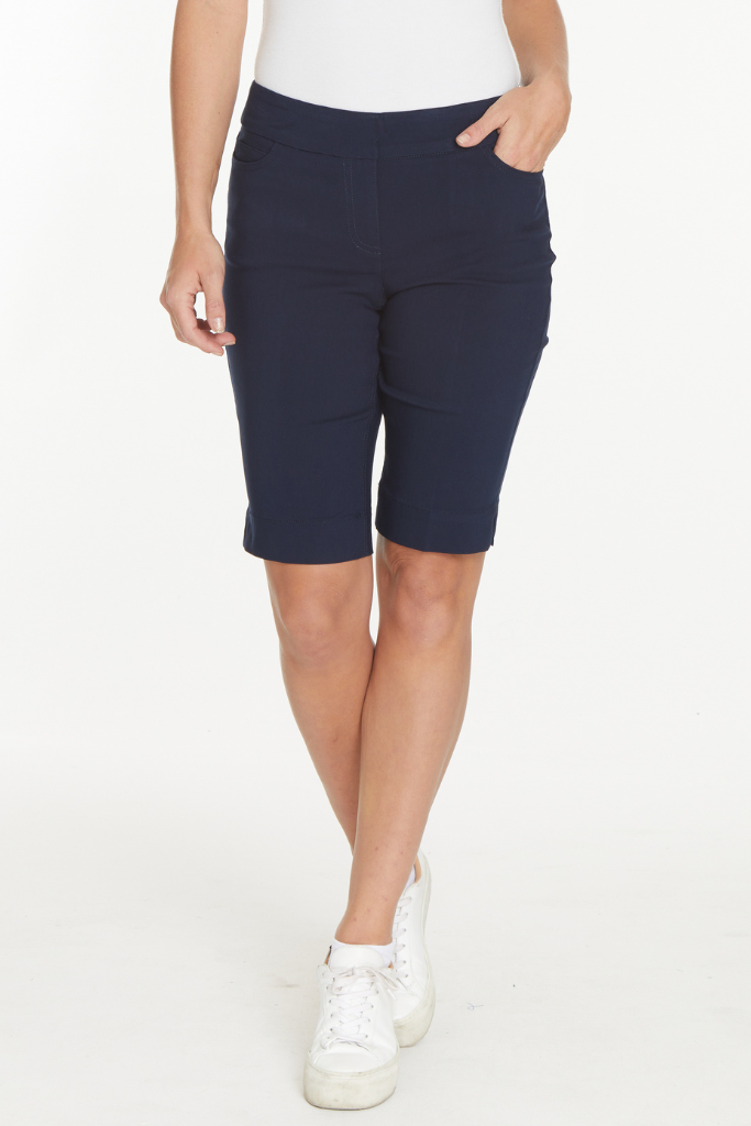 Plus Size Pull On Walking Shorts With Pockets - Midnight Blue