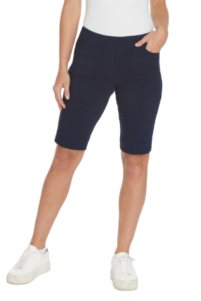 Plus Size Pull On Walking Shorts With Pockets - Midnight Blue
