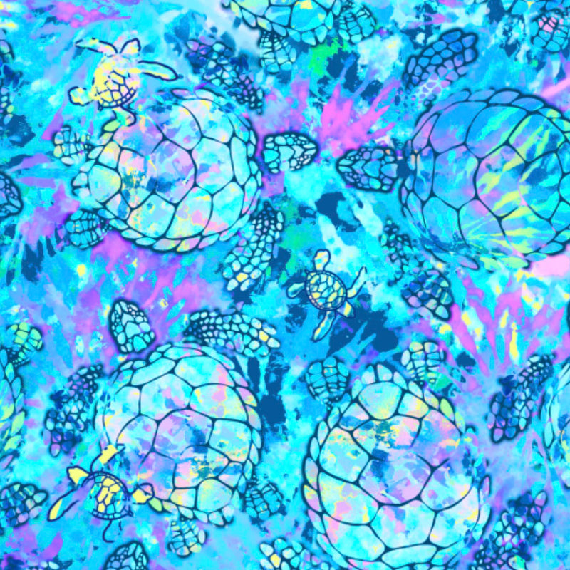 Plus Size Eco-friendly Full Zip Up Turtle Tie Dye Rash Guard