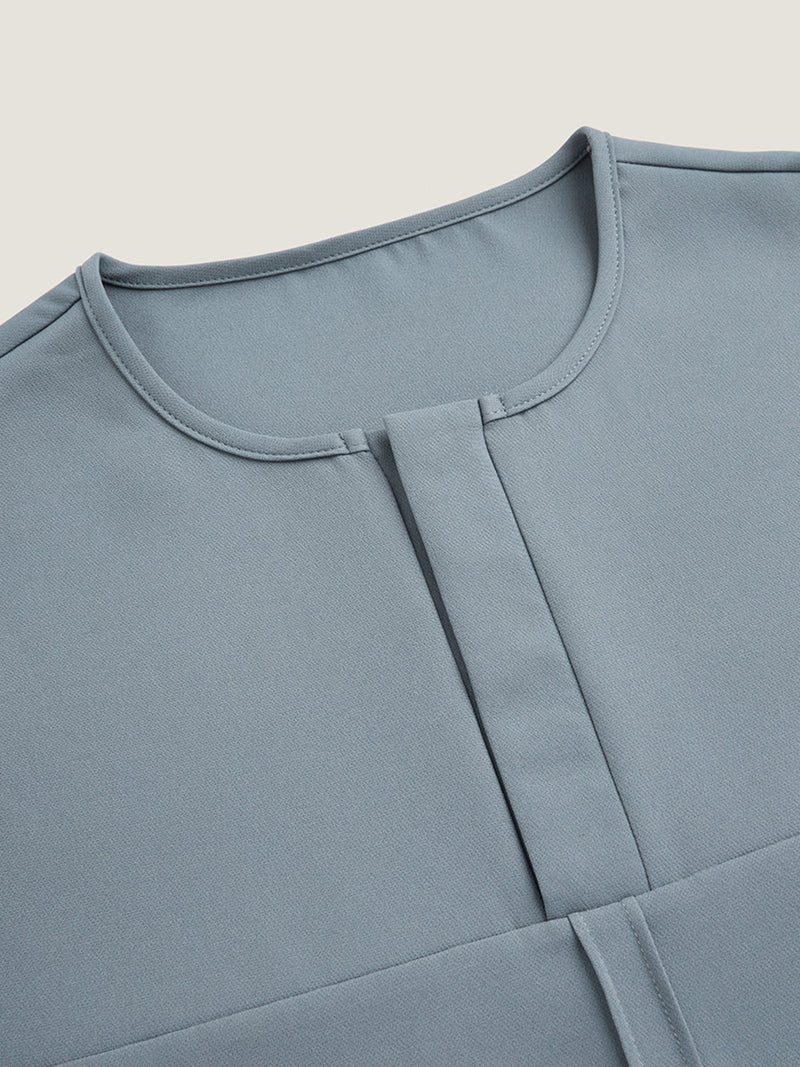 Plus Size Plain Round Neck Pants Set