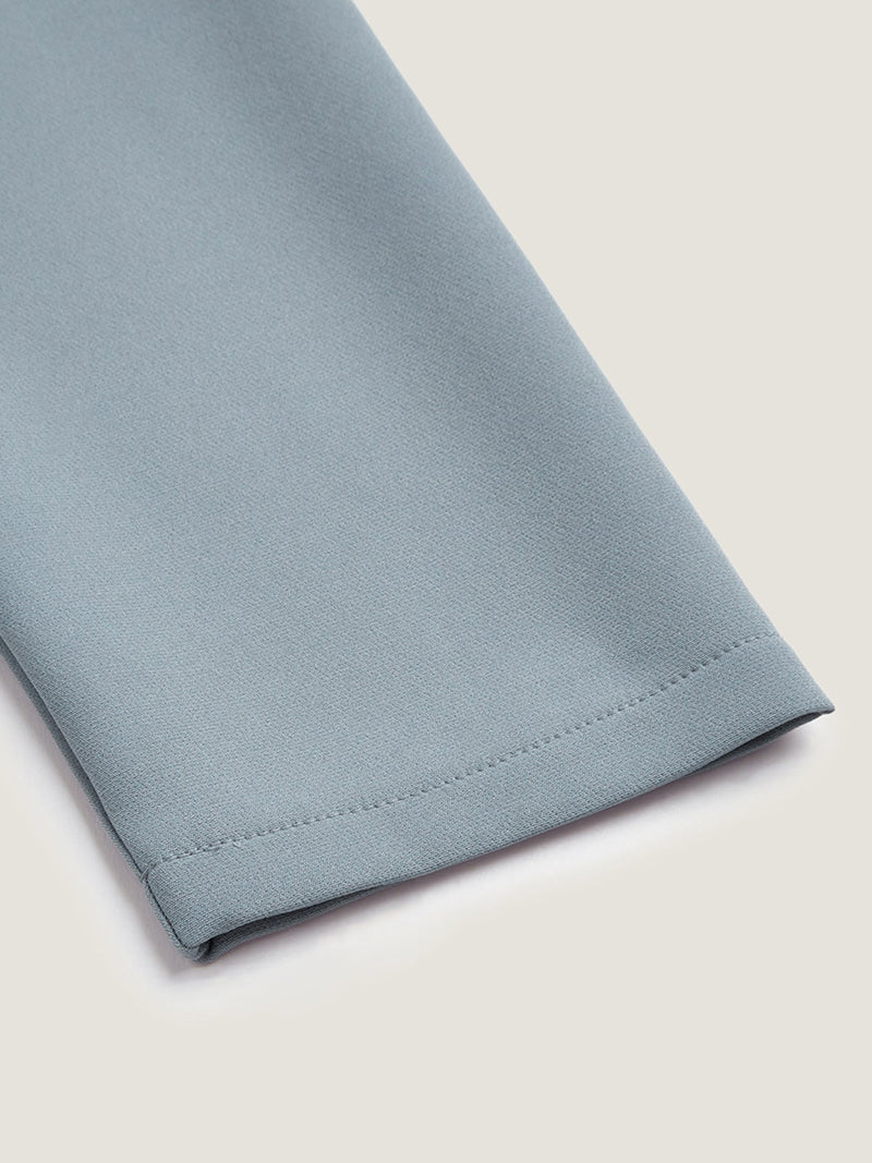Plus Size Plain Round Neck Pants Set