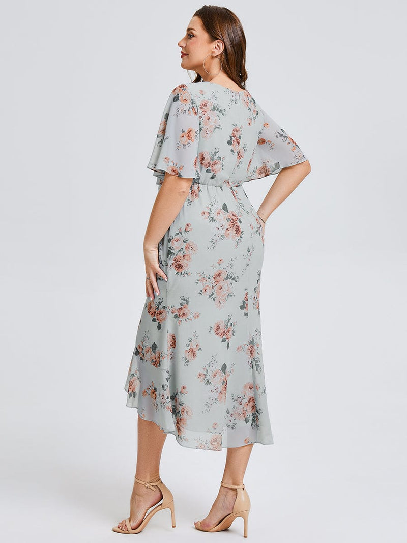 Plus Size Printed Mermaid Chiffon Wedding Guest Dress