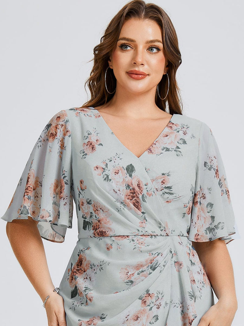 Plus Size Printed Mermaid Chiffon Wedding Guest Dress