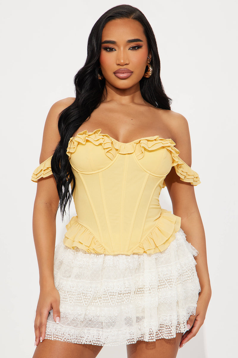 Sunnie Ruffle Corset Top - Yellow