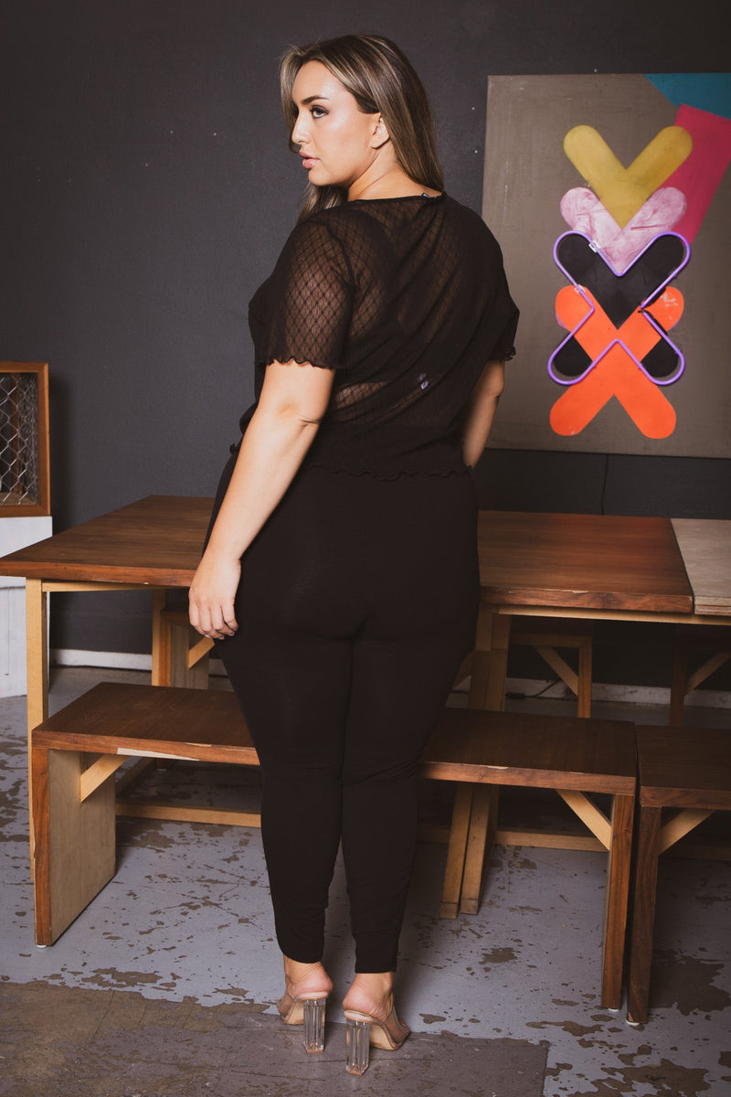 Plus Size Nari Mesh 2pc  Set - Black