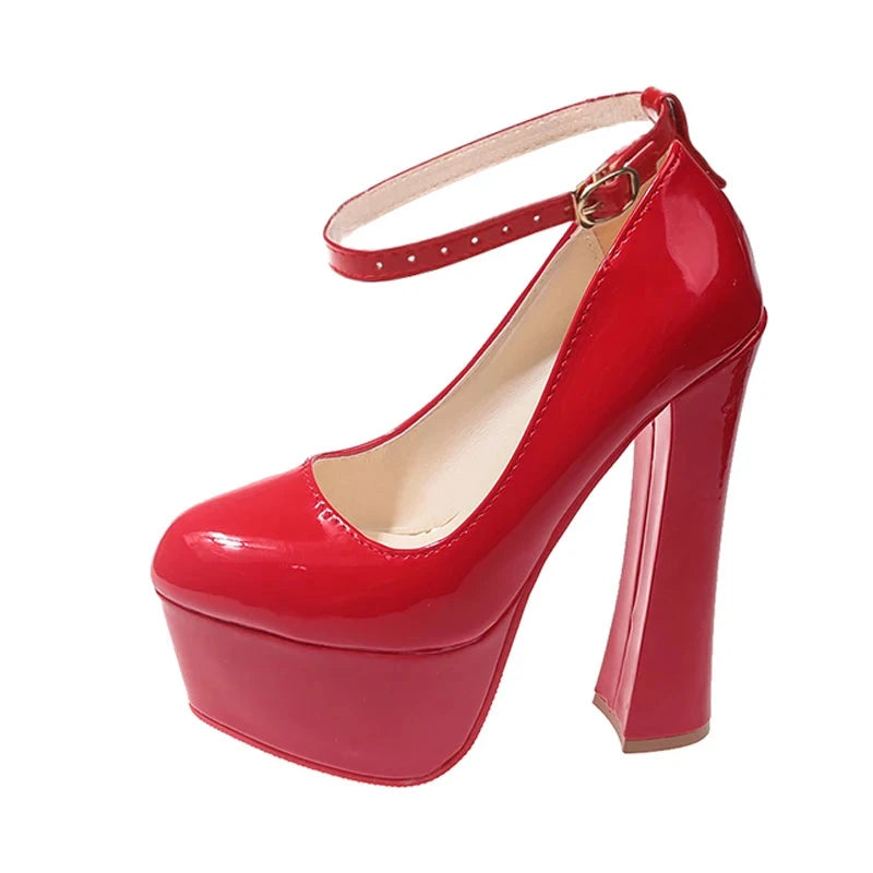 Drag Queen 5.5cm Platform 16cm Super High Chunky Heels Plus size 35 to 49