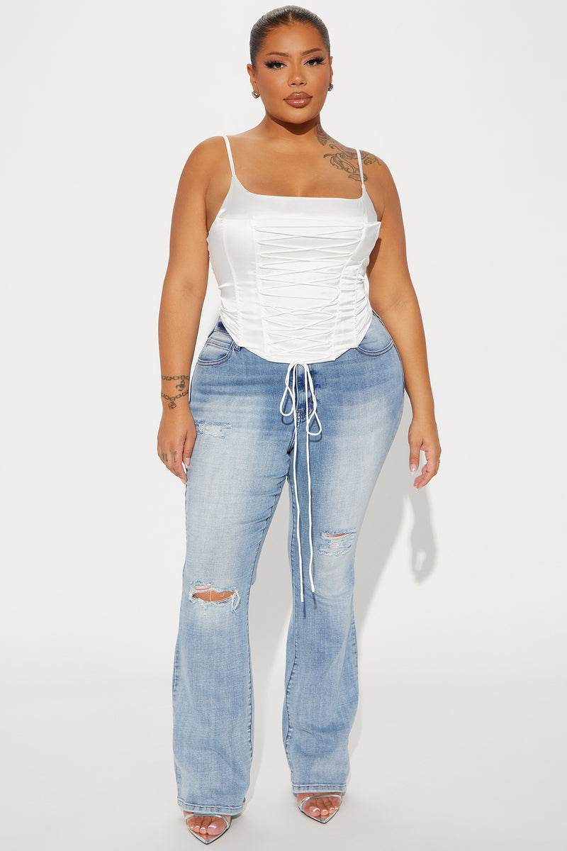 Margot Satin Corset Top - Ivory