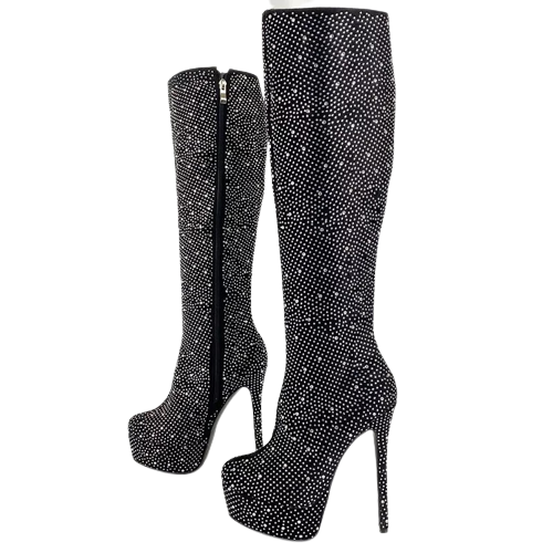Galaxy - Drag Queen Custom Color Rhinestone Platform Boots - Plus Size
