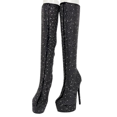 Galaxy - Drag Queen Custom Color Rhinestone Platform Boots - Plus Size