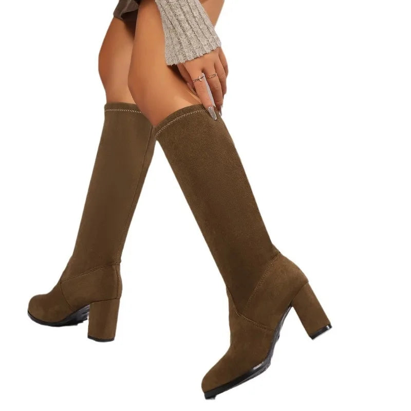 Plus Size Shoes for Women Autumn Winter Women's High Heel Thigh-High Elastic Knee-high Boots Suitable for Women Fashion Boots
