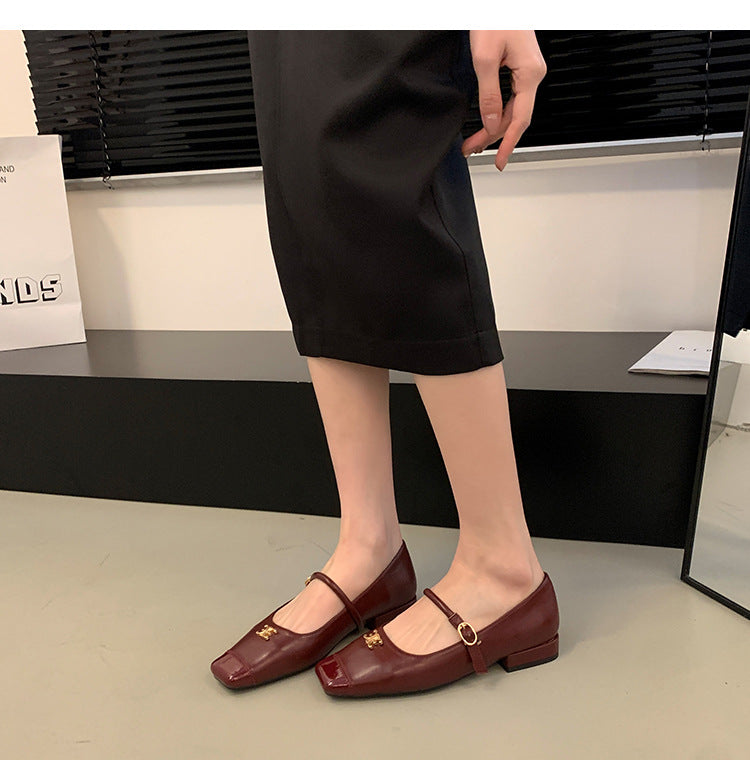 Plus size wide fit maryjane flats with low heels
