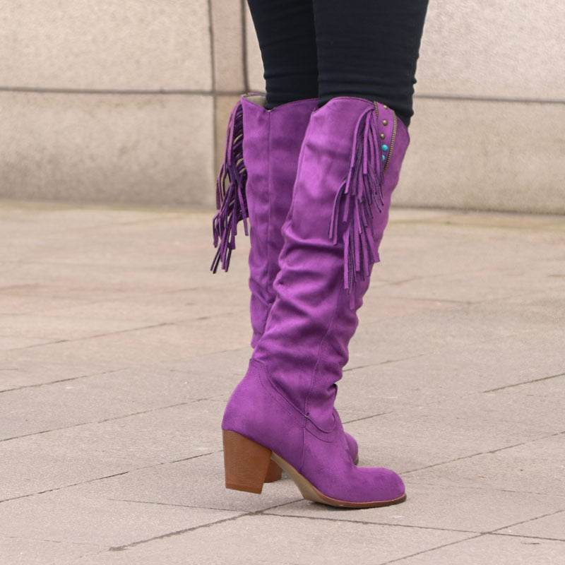 Women's Plus Size Overknee Boots - Stylish Comfort with Side Zipper