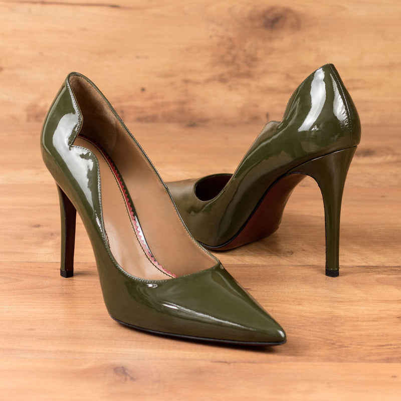 Women's Genoa Pointed Toe Leather Heels Wide Plus Size 4766