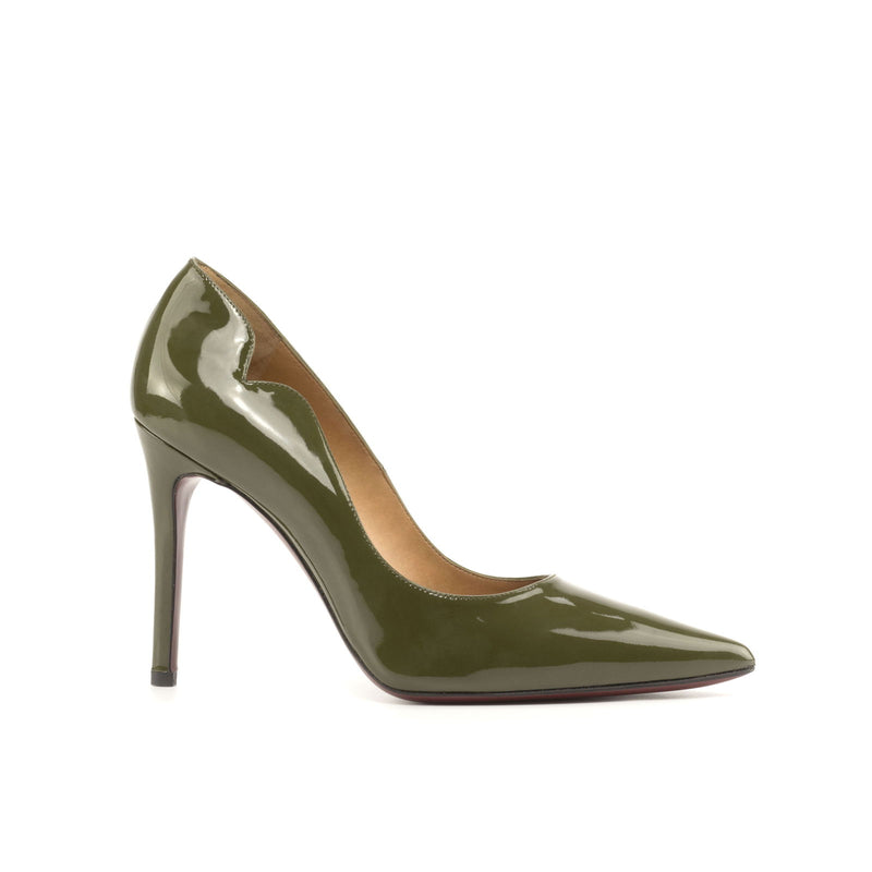 Women's Genoa Pointed Toe Leather Heels Wide Plus Size 4766