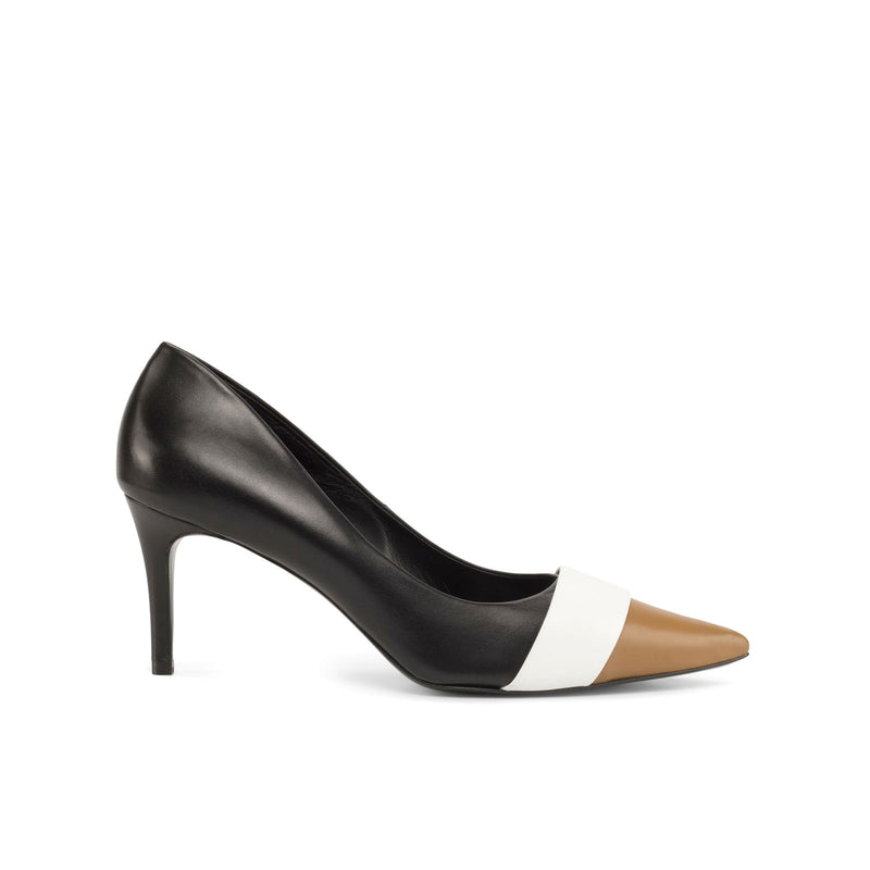 Women's Milan Pointed Toe Leather Heels Wide Plus Size Sand Dessert Pure White 4861