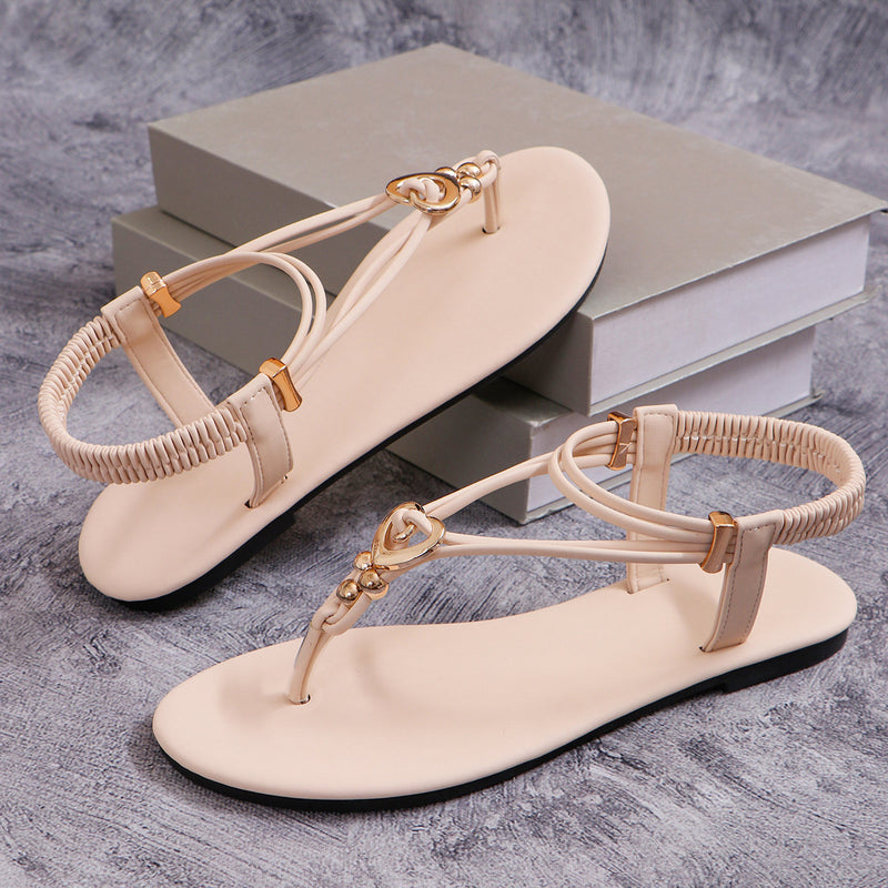 Womens Flat Flip-toe Beach Plus Size Rhinestone Sandals
