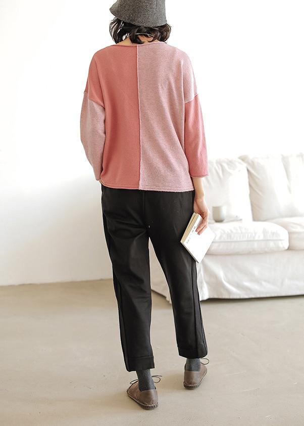 For Work pink tops o neck plus size clothing fall sweaters