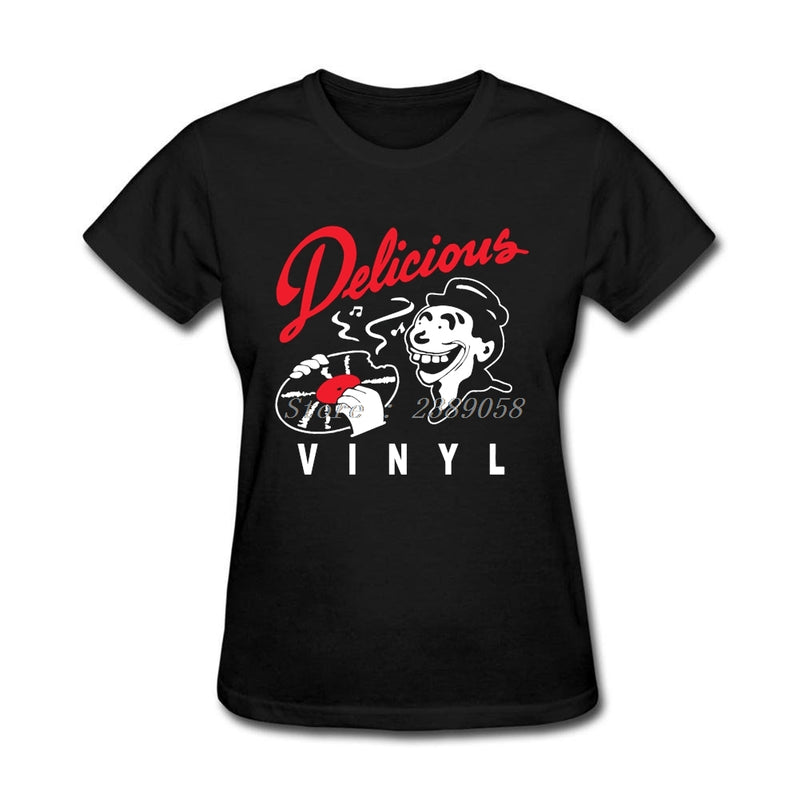 Women Printed T Shirts New Arrival Delicious Vinyl Clothes Luxury Brand Short DJ Music T-Shirts Plus Size