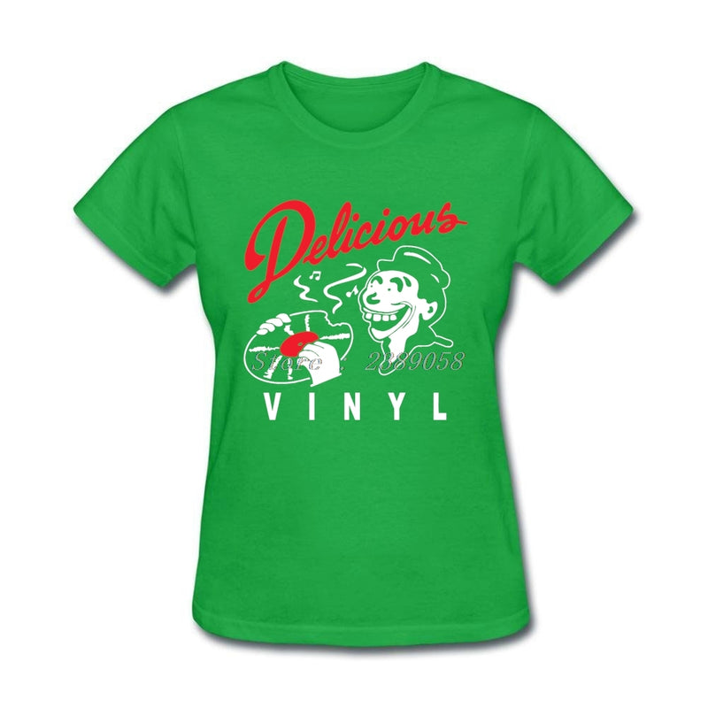 Women Printed T Shirts New Arrival Delicious Vinyl Clothes Luxury Brand Short DJ Music T-Shirts Plus Size