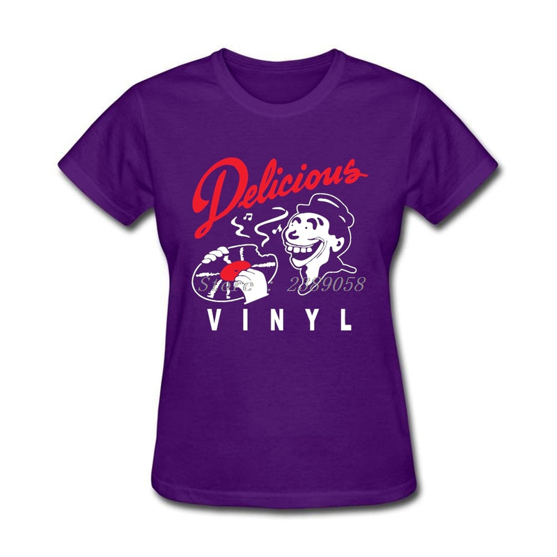 Women Printed T Shirts New Arrival Delicious Vinyl Clothes Luxury Brand Short DJ Music T-Shirts Plus Size
