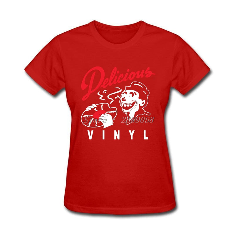 Women Printed T Shirts New Arrival Delicious Vinyl Clothes Luxury Brand Short DJ Music T-Shirts Plus Size