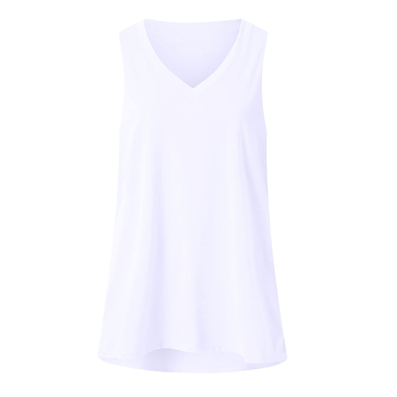 QACKNE Clearance and Sale Tank Tops for Women 2024 Casual V Neck Sleeveless Shirts Loose Fit Basic Workout T-Shirt Solid Summer Fashion Clothes Casual Tops for Women Plus Size