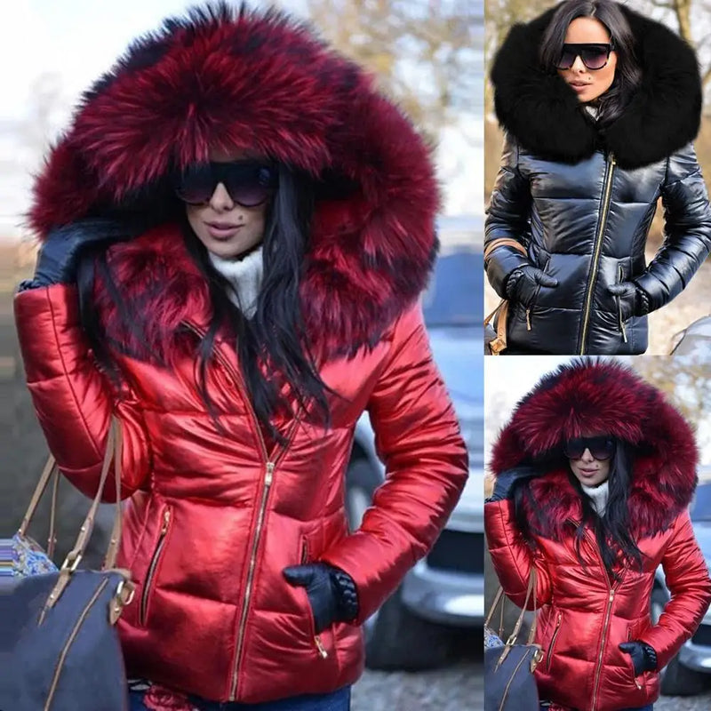 Warm Winter Jacket Zipper Jacket Coat Women Parka Plus Size Coats 2020 Down Clothes Faux Fur Hood Pocket Parkas Jackets Woman