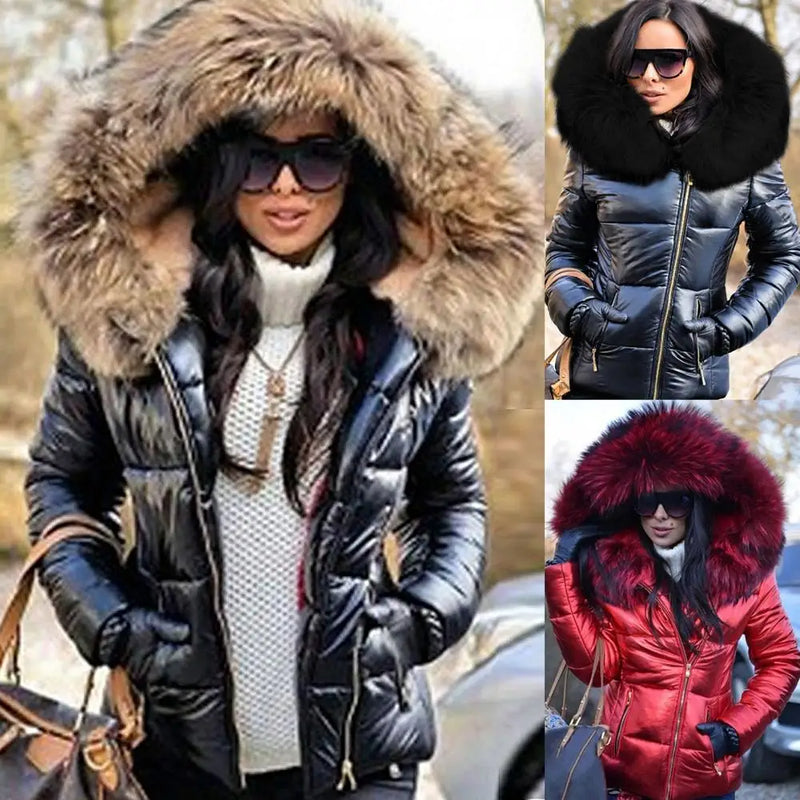 Warm Winter Jacket Zipper Jacket Coat Women Parka Plus Size Coats 2020 Down Clothes Faux Fur Hood Pocket Parkas Jackets Woman