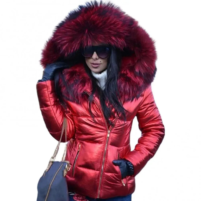 Warm Winter Jacket Zipper Jacket Coat Women Parka Plus Size Coats 2020 Down Clothes Faux Fur Hood Pocket Parkas Jackets Woman
