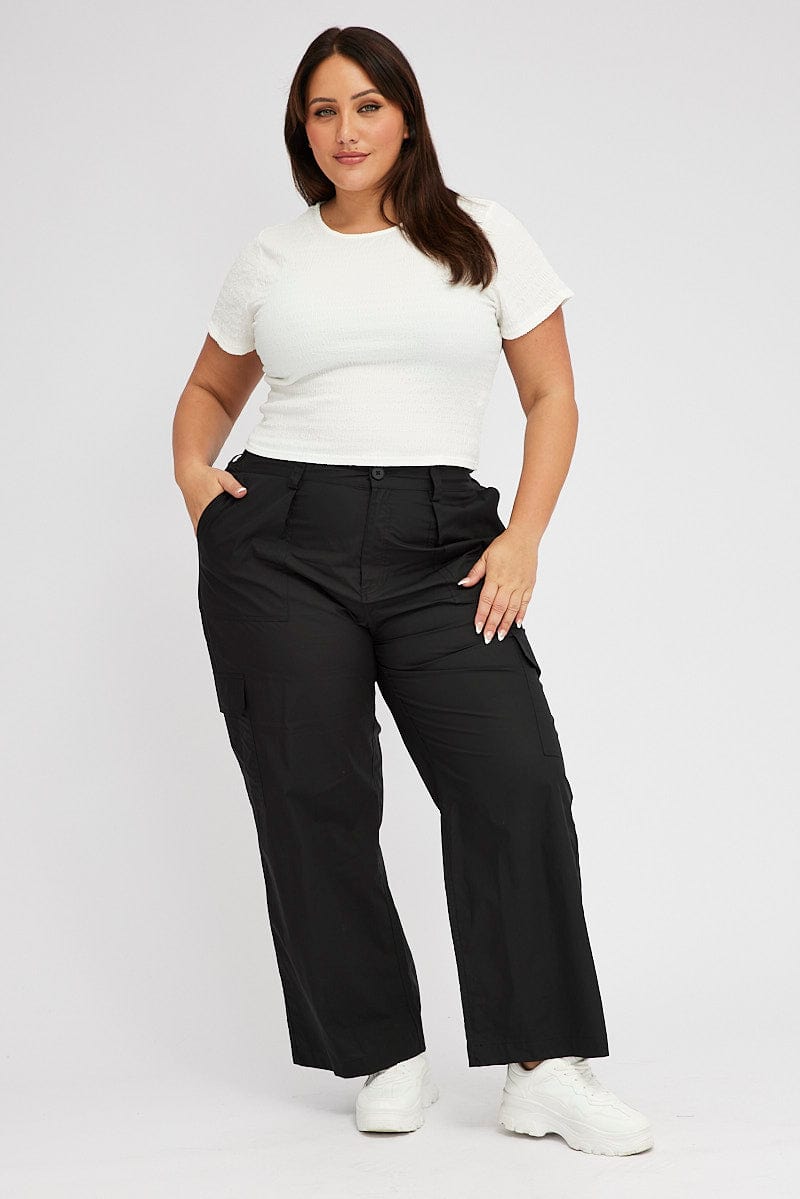 White Textured Top Short Sleeve Crew Neck