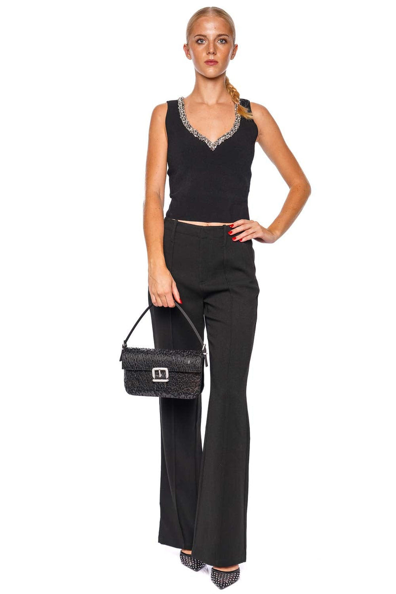 Marceline Black Crystal Embellished Tank