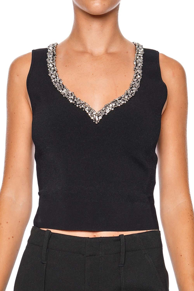 Marceline Black Crystal Embellished Tank